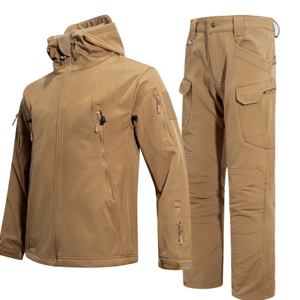 Men's Clothing Autumn And Winter Jacket Suit Men's Warm Plus Velvet Training Suit Workwear Jacket Wear Resistant Waterproof Mountaineering Suit_viptrois.com