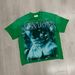 Men's Retro Green Hot Diamond T-shirt Summer Printed Loose Hip Hop Street Couple Top_viptrois.com