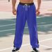Men's Casual Jogger Pants With Color Block Design, Heavyweight Fleece Lined, Relaxed Fit, Straight Leg, Autumn Winter Sweatpants_viptrois.com
