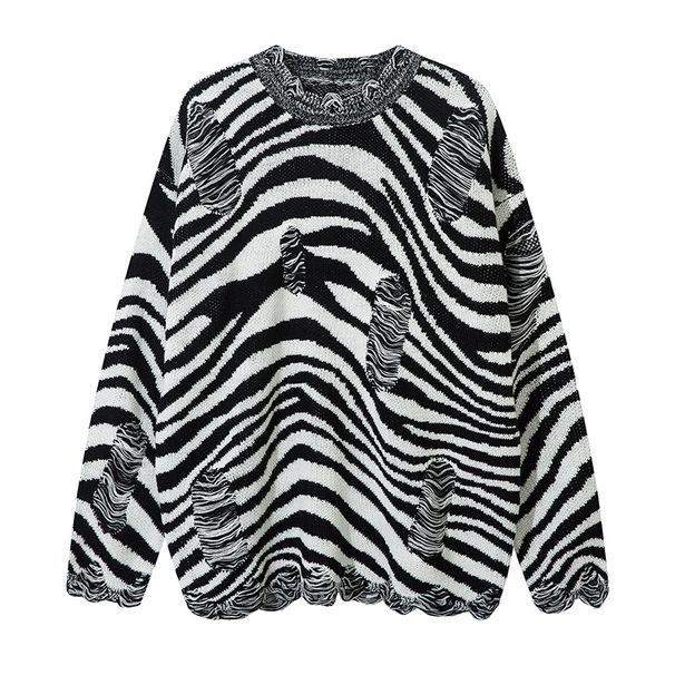 Oversized Knit Sweater – Unisex Distressed Graphic Pullover With Luxe Faux Fur Texture"_viptrois.com