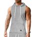 2024 Men's Casual European Size Summer Jacquard Knitted Hoodie Sleeveless T-Shirt Patch Pocket Drawstring Vest_viptrois.com