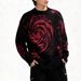 Dark Streetwear Knit Sweater - Cosmic Star Print, Distressed Hem & Fringe Detail, Punk Gothic Style For Men (Black, S/M/L)_viptrois.com