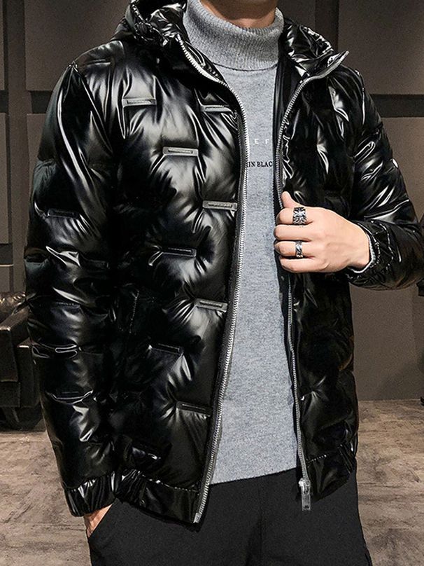 Men’s Performance Puffer Jacket – Lightweight Reflective Ski & Gym Coat (Black, Slim Fit)_viptrois.com