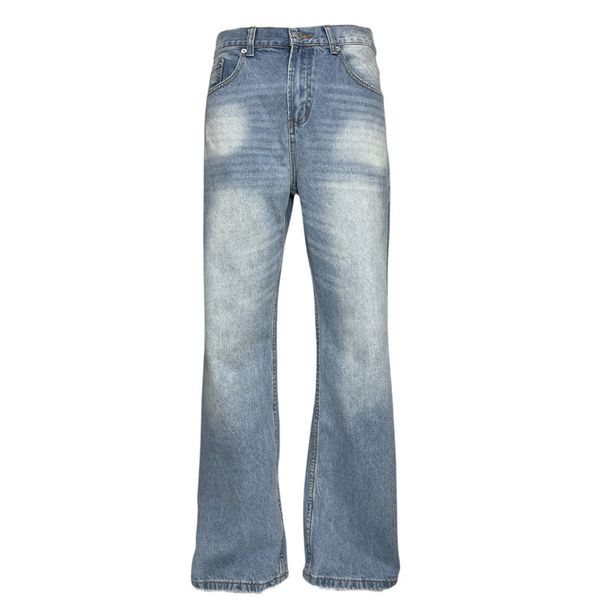American High Street Flared Jeans Hip Hop Trend Men's Loose Washed Gradient Distressed Casual Long Pants_viptrois.com