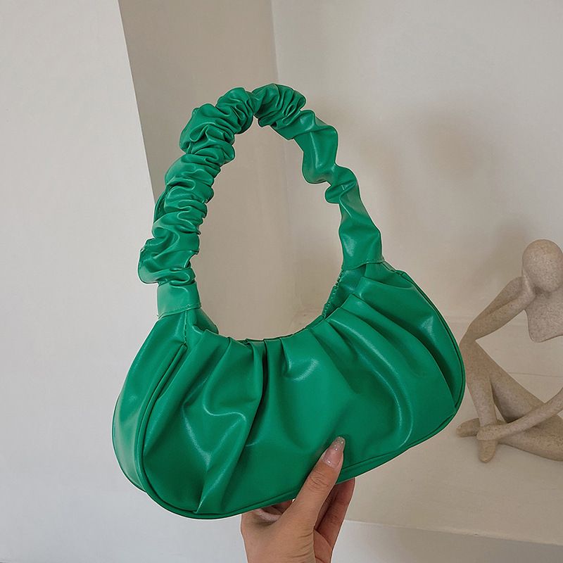 Women's Bags Women's Bag New Solid Color Cloud Pleated Bag Simple Women's Underarm Bag Sweet Shoulder Bag_viptrois.com