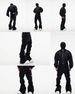 Men's Waxed Coated Flared Jeans - Dark Aesthetic Wide-Leg Denim Pants With Draped Hem & Detachable Straps_viptrois.com