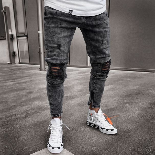 Exclusive Ripped Jeans, Stretch Denim Pants, Men's New Style_viptrois.com