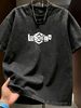 Vintage Sticky Note & Letter Graphic 230G Washed Cotton Oversized T-Shirt Men's Casual Luxury Short Sleeve Summer Tee_viptrois.com