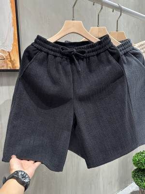 Men's Clothing Men's Summer Thin Sports Shorts Trendy Style Casual Pants Loose Straight Wide Leg Five Point Wheat Ear Pattern_viptrois.com