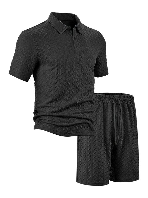 Men's Clothing Men's Jacquard Polo Shirt Suit Summer Lapel Casual Short Sleeved Manufacturers Direct Supply_viptrois.com