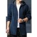 Pure Cross-Border Foreign Trade Mid-Length Trench Coat Knitted Men Autumn Winter Fleece Lined Thickened Cardigan Hooded_viptrois.com