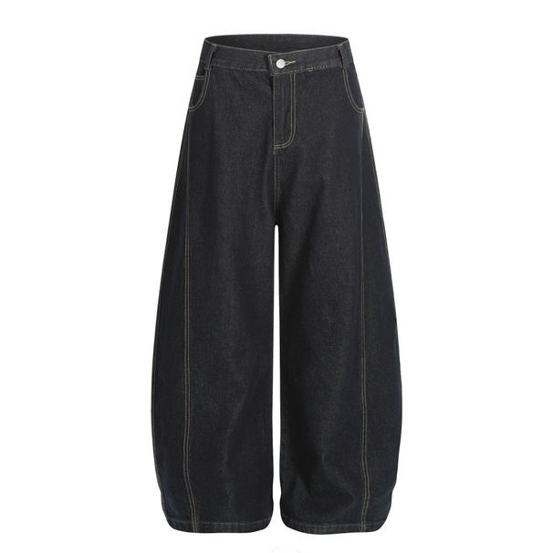 Creative Letter Personalized Graffiti Print Wide-Leg Jeans For Men Street Fashion Design Loose Scimitar Long Pants_viptrois.com