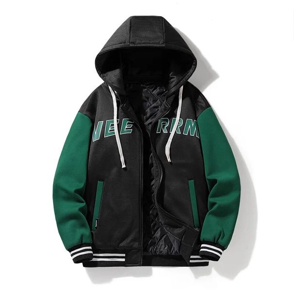 Winter Baseball Jacket Men Hooded Thick Warm Cotton Padded Coat Casual Loose Fashion Winter Jacket Men Windbreakers Size L-XXXL_viptrois.com