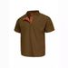 Men's Corduroy Henley Shirt - Short Sleeve Casual T-Shirt With Button Placket (S-5XL, Breathable Polyester, Relaxed Fit)_viptrois.com