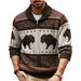1 Foreign Trade Men's Clothing European And American Retro Jacquard Knitwear Autumn Winter Thickened Cardigan_viptrois.com