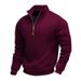 Men's Heavyweight Fleece Half-Zip Sweatshirt - Thermal Lined Stand Collar Pullover For Winter, Breathable Athletic Top (Black, Charcoal_viptrois.com
