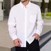Spring And Autumn New Men's Solid Color Lapel Pocket Button Fashion All Match Loose Long Sleeve Shirt_viptrois.com
