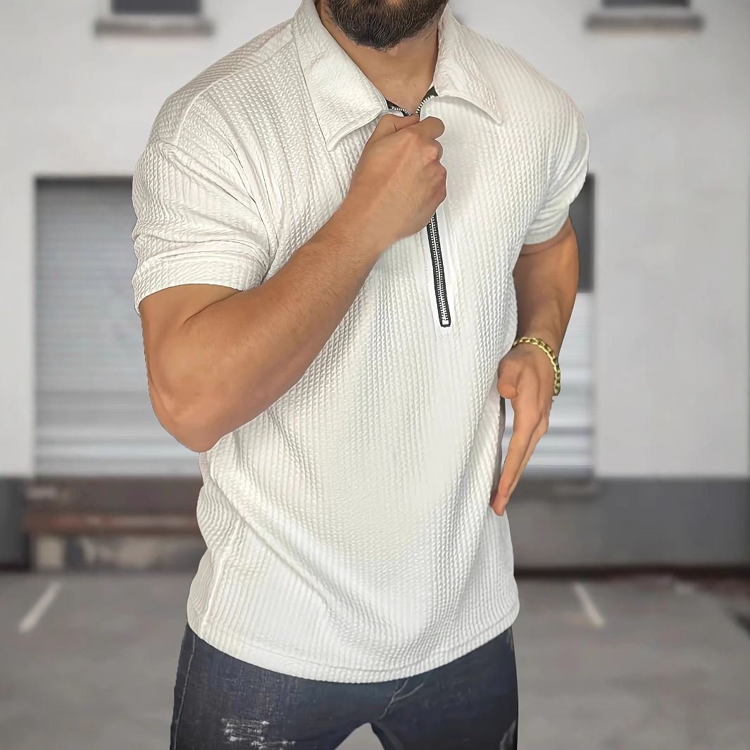 Men's Clothing spring and summer new casual and comfortable solid color short sleeved men's tops POLO shirt_viptrois.com