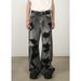 Men's Clothing Denim Ripped Wide Leg Jeans Straight Loose High Street Vibe Mopping Pants_viptrois.com