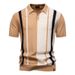 The 2025 Summer New Men's Lapel Short-sleeved Knitted Polo Stripe Patchwork European Size Short-sleeved Shirt_viptrois.com