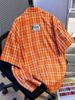2025 Summer Thin Plaid Short Sleeve Shirt Men's All Match Loose Casual Trendy Sports Teenager Shirt_viptrois.com