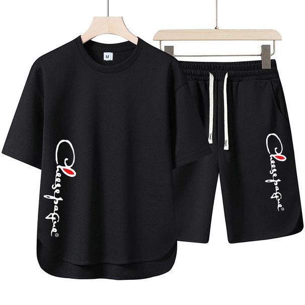 Unisex High-end Printed Casual Sports Set, Short Sleeved Shorts, Trendy Brand Casual Two-piece Set_viptrois.com