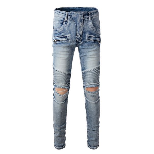 Men's Clothing Jeans For Men, Three Dimensional Tailoring, American Retro Stretch Tights, Men's Straight Leg Ripped Jeans 917_viptrois.com