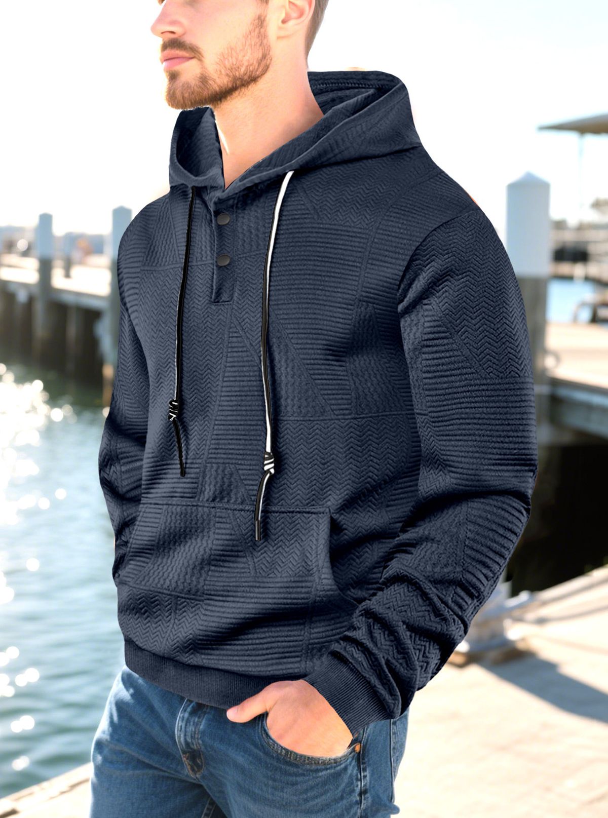 Men's Oversized Hooded Sweatshirt – Stretch Polyester Streetwear Pullover With Ribbed Hem (S-XXXL, Lightweight, Quick-Dry, Non-Iron Tech)_viptrois.com