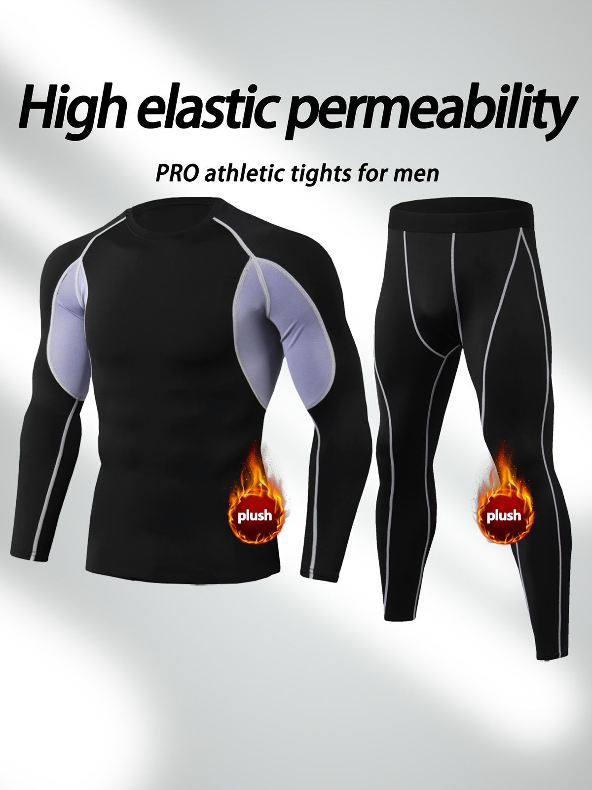 Men's Thermal Fleece Training Suit – Winter Sports Set For Running, Skiing & Gym (Black/Gray, XS-XXL)_viptrois.com
