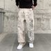 Men's Clothing High Street Ink Splashed Design Jeans For Men Spring And Autumn Trendy Casual Straight Pants For Men_viptrois.com