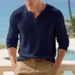 Men's Outdoor Casual Simple Loose Commuter Henry Shirt Long Sleeve Bottoming Shirt Men_viptrois.com