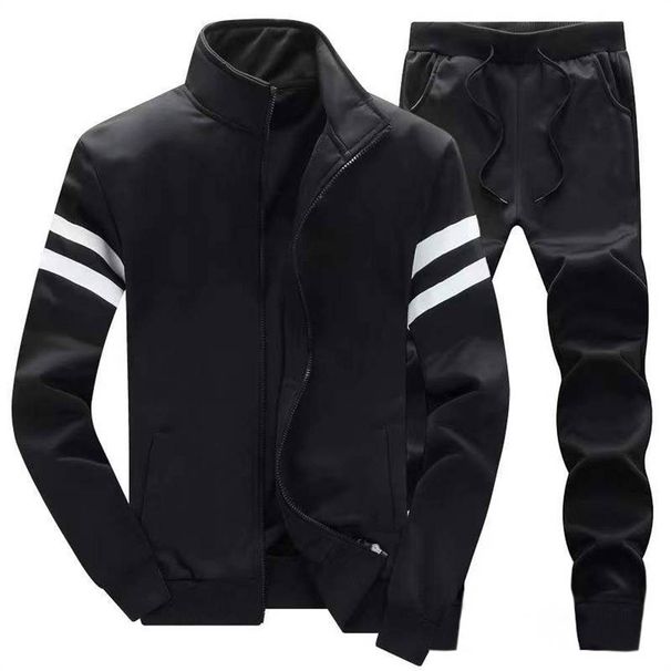 Fashion Tracksuits Men Youth Stand Collar Zipper Sweatshirts + Sweatpants 2 Piece Sport Sets M-8XL_viptrois.com