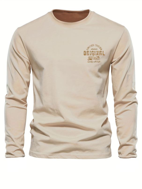 Men's Spring And Autumn Cotton Loose And Comfortable Versatile Letter Pattern Printed Round Neck Long Sleeve T-shirt Top_viptrois.com