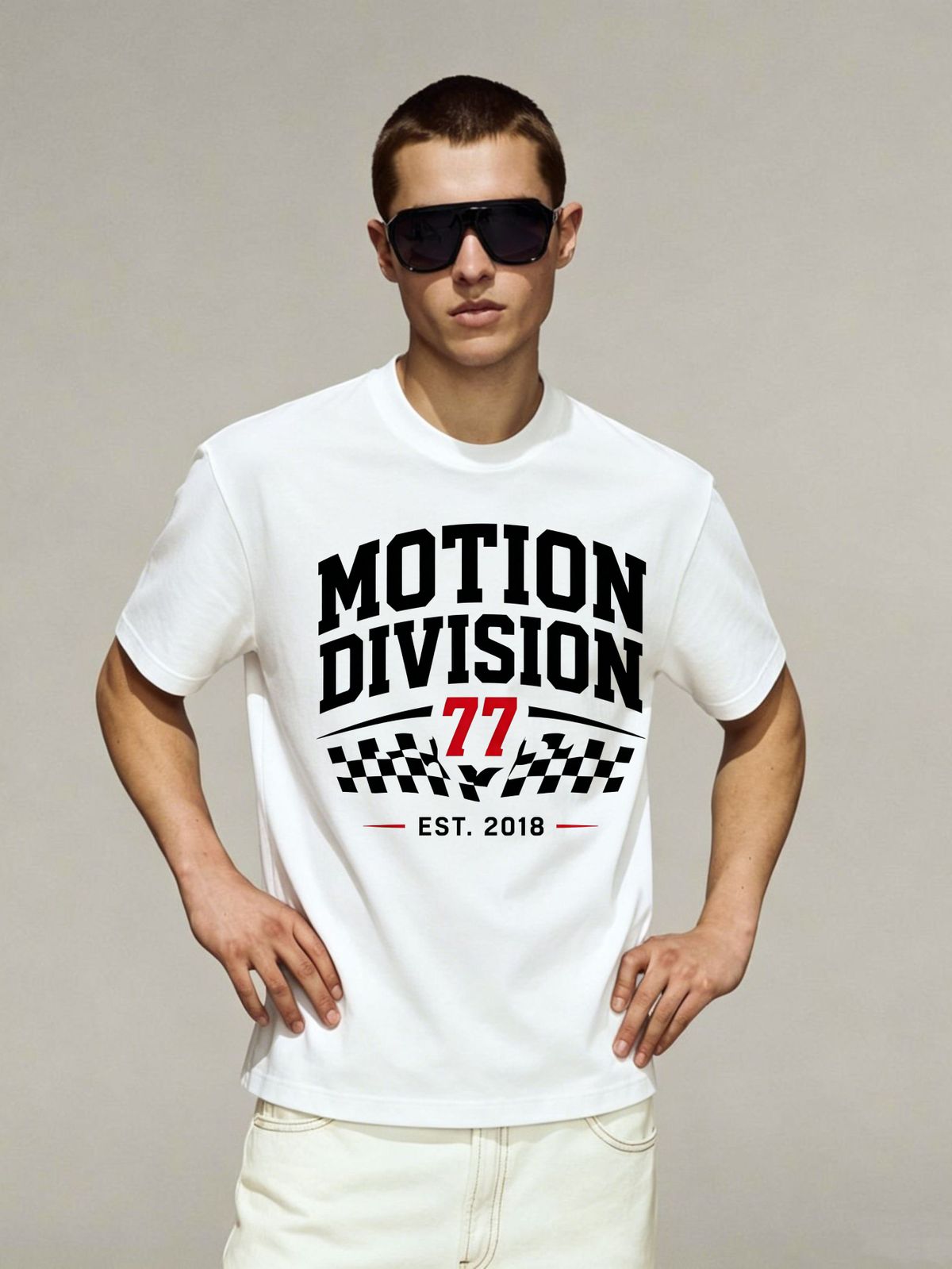 Vintage Oversized Motion Division 77 Racing Cotton T-Shirt Men's Casual Summer Streetwear_viptrois.com
