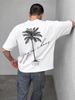 Men's Summer Casual Fashion Short Sleeve T Shirt "Minimalist Palm Tree" Summer Vacation Style Black And White Two Tone Short Sleeve T Shirt_viptrois.com