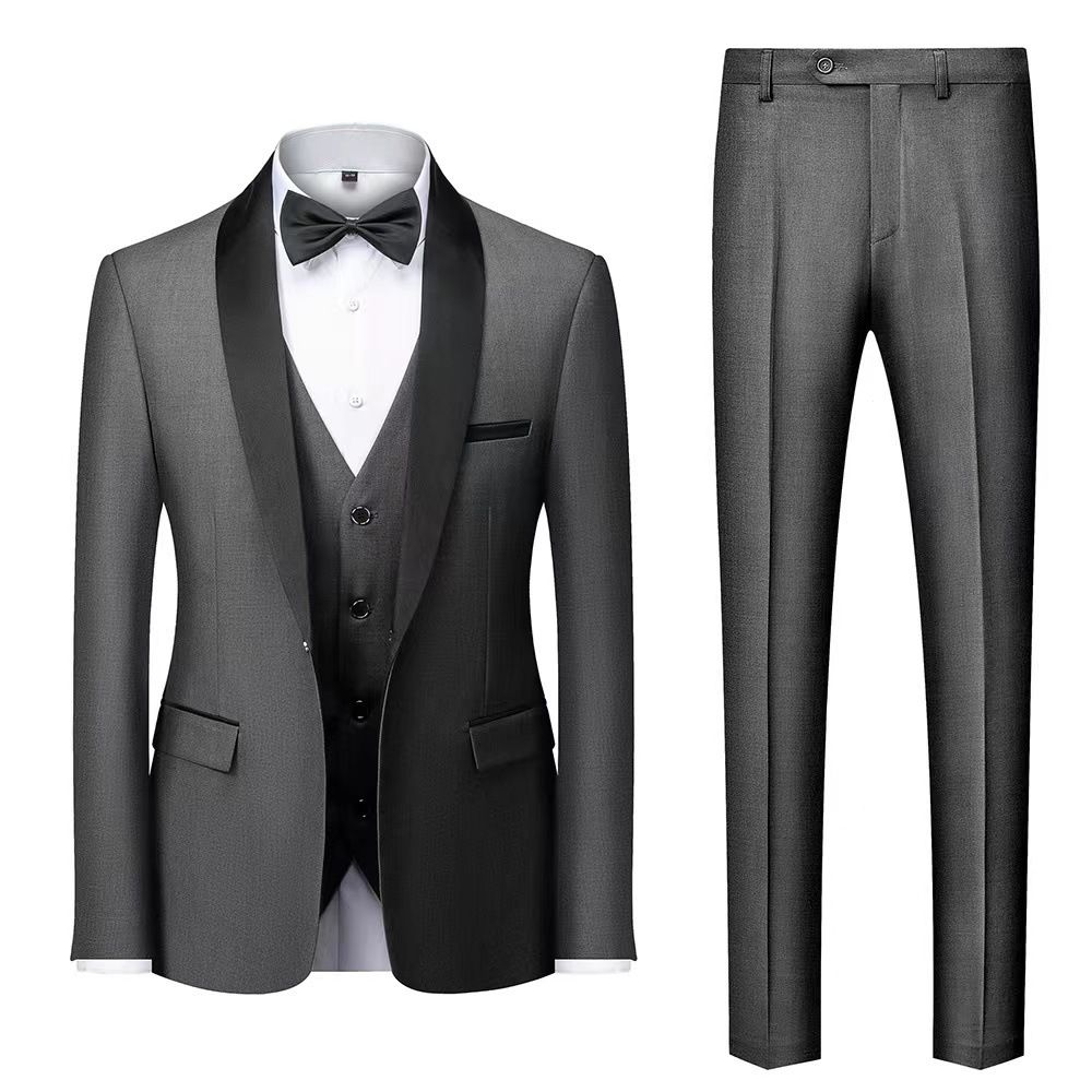 Men's Clothing Wedding Suits Spring And Autumn Hot Men's Wedding Suit Three Piece Graduation Host Formal Green Collar_viptrois.com