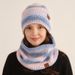 Women's Scarves winter outdoor warm tie dyed knitted scarf hat two piece suit men's gradient color plus velvet two piece suit_viptrois.com