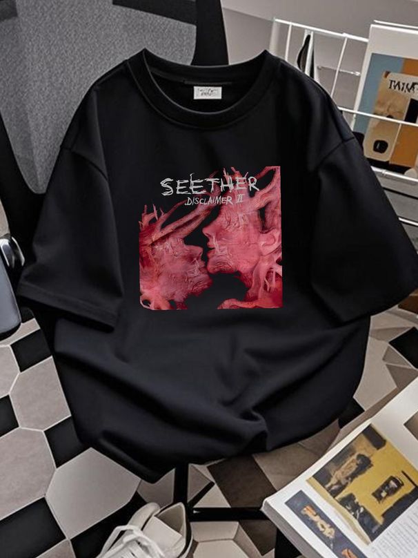 Seether DISCLAIMER II Sleeve Cotton Black All Size S 5Xl T Shirt FD1276 Stylish Top For Everyday Wear Summer Unisex Versatile Breathable Fashion_viptrois.com