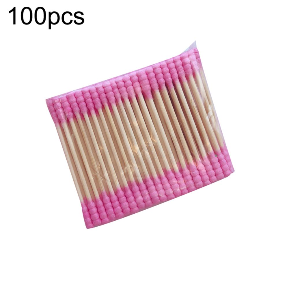 Hislaves 100Pcs Double Head Disposable Makeup Cotton Swab Cosmetics Cleaning Remover_viptrois.com