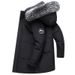 Silk cotton jacket men's mid-length 2024new hooded large fur collar fashionable winter thickened men's jacket trendy men_viptrois.com