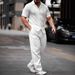Men's Clothing Summer Lapel Solid Color Short Sleeve Button Trousers Men's Casual Shirt Men_viptrois.com