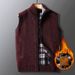 Men's Thick Knit Vest Cardigan For Winter - Warm Fleece Lined Sleeveless Sweater, Breathable & Comfortable, Suitable For Middle-Aged & Seniors_viptrois.com