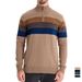 Fashionable Autumn And Winter Half Zipper Men's Pullover Striped Patchwork Sweater_viptrois.com