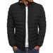 Men's Solid Color Cotton Jacket With Stand Collar, Slim Fit Winter Coat For Casual Outdoor Wear_viptrois.com