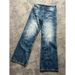 Men's Clothing Retro Dark Blue Lightning Cracked Jeans For Men And Women Loose Wide Leg Pants Washed Straight Flared Pants_viptrois.com