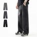 Casual Drawstring Jeans – Relaxed Fit, High-Stretch Washed Denim For Men (S-4XL, Stonewash Blue/Black/Gray, Tumble-Dry Friendly)_viptrois.com