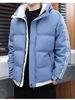 Winter New Down Cotton-padded Jacket, Thickened With A Hat And Two Stripes, Breaded, Cotton-padded Jacket, Men's Color-blocked Coat_viptrois.com
