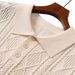 Men's Rib-Knit Polo Shirt, Textured Short Sleeve Top With Contrast Collar, Breathable Casual Wear For Daily Outings_viptrois.com