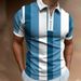 Men's Spring New Men's Casual 3D Printing Lapel Short Sleeved Zipper Polo Men T Shirt Tops_viptrois.com