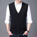 Men's Wool Blend V-Neck Sleeveless Sweater Vest - Plaid & Camouflage Pattern, Slim Fit, Casual Pullover For Autumn_viptrois.com